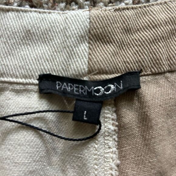 Papermoon Women’s Selma Tan Two Toned Color Block Shorts Size Large NWT - Picture 6 of 12